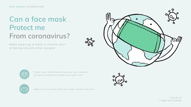 Modèle D'informations Sur Le Masque Facial Covid-19 Nouvelle Illustration De Doodle De Présentation Normale