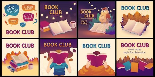 Vecteur gratuit modèle instagram de club de lecture dégradé