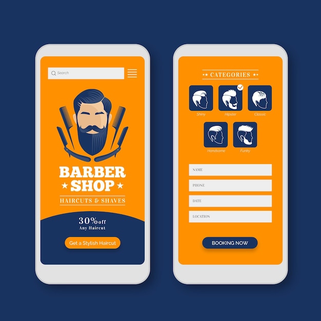 Modèle D'interface De L'application De Réservation Barber Shop
