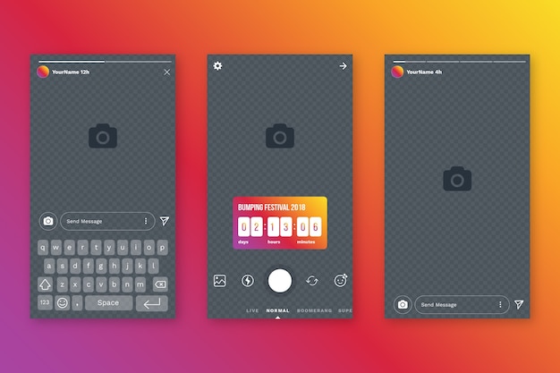 Modèle d'interface d'histoires Instagram