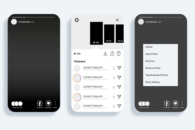 Modèle d'interface d'histoires Instagram