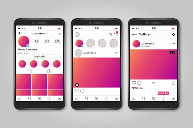 Modèle D'interface De Profil Instagram Avec Mobile