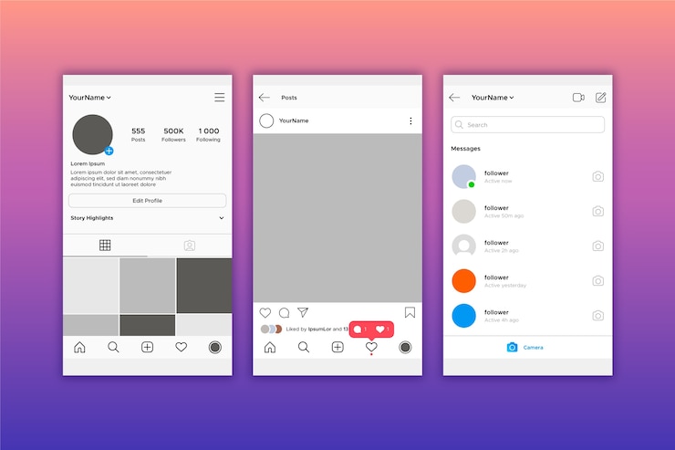 Vecteur gratuit modèle d'interface de profil instagram