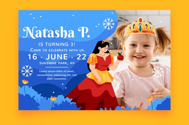 Modele D Invitation D Anniversaire Pour Enfants Avec Photo Vecteur Gratuite