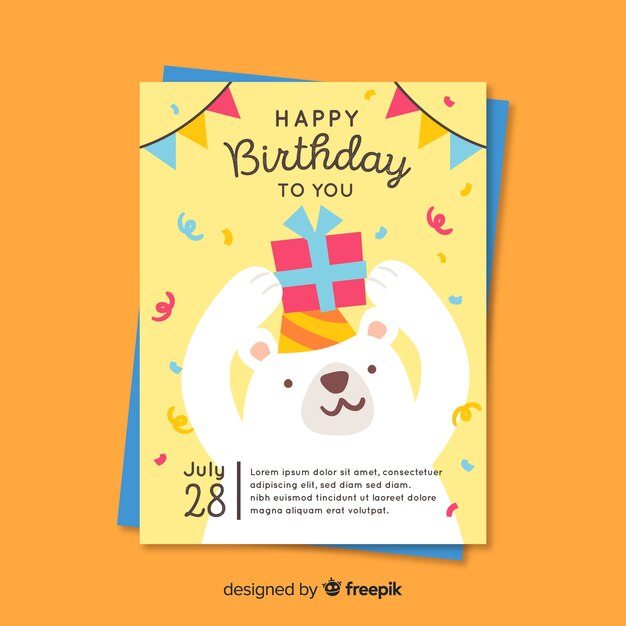 Modèle d&#39;invitation anniversaire dessiné à la main