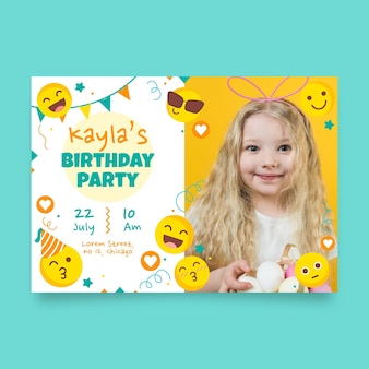 Modele D Invitation D Anniversaire Emoji Avec Photo Vecteur Gratuite Modele D Invitation D Anniversaire Emoji Avec Photo Vecteur Gratuite