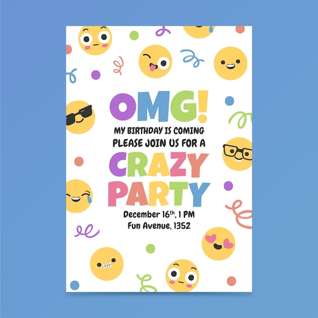 Modèle D'invitation D'anniversaire Emoji