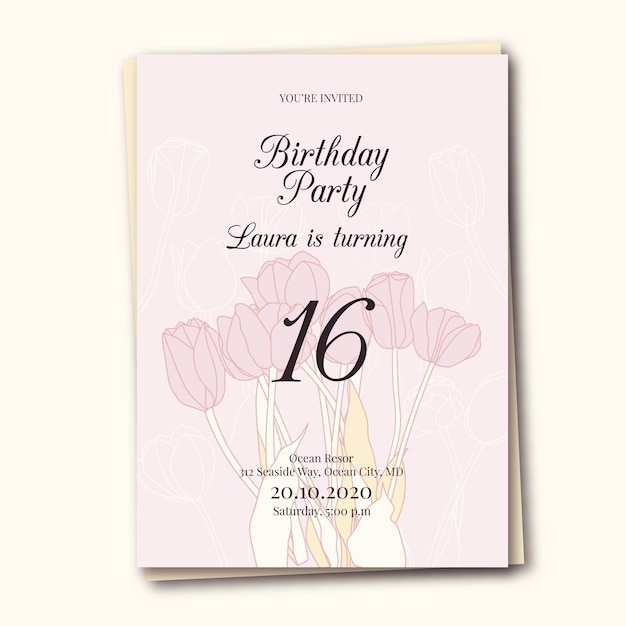 Modèle D'invitation D'anniversaire Floral