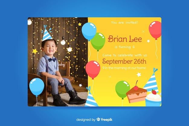 Modèle D'invitation D'anniversaire Pour Enfants Avec Photo