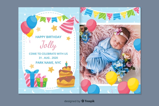 Modèle D'invitation D'anniversaire Pour Enfants Avec Photo