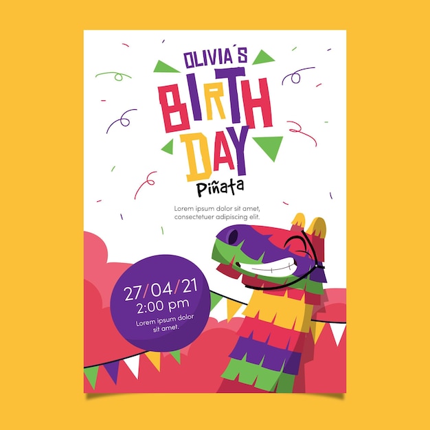 Modèle D'invitation D'anniversaire Pour Enfants Avec Pinata