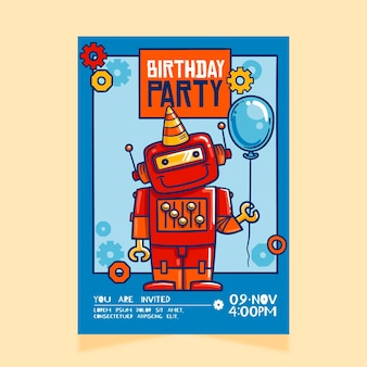 Modele D Invitation D Anniversaire Pour Enfants Avec Robot Vecteur Gratuite Modele D Invitation D Anniversaire Pour Enfants Avec Robot Vecteur Gratuite