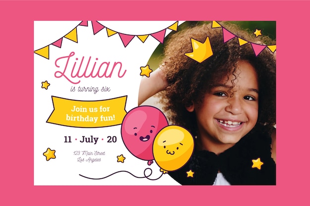 Invitation Anniversaire Enfant : 117 modèles personnalisables (échantillon  offert)