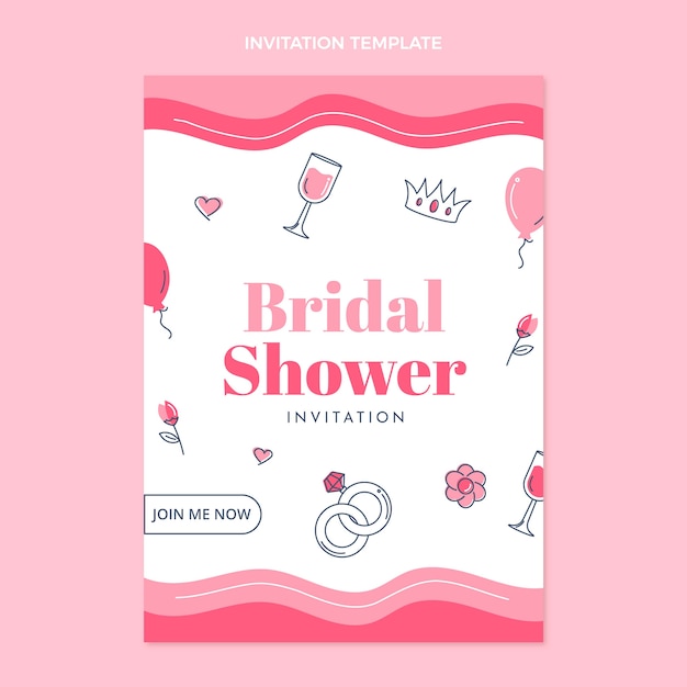 Vecteur gratuit modèle d'invitation de bachelorette design plat rose