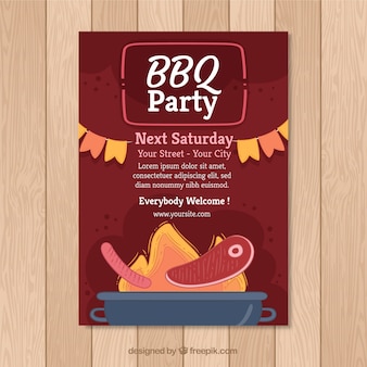 Modèle d'invitation barbecue rouge