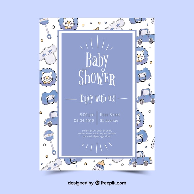 Modèle d&#39;invitation bleu douche de bébé