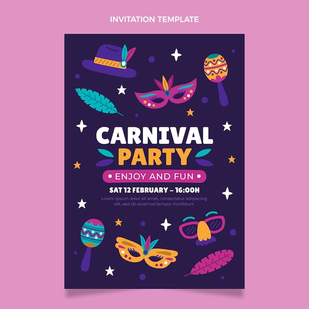 Modèle D'invitation De Carnaval Plat