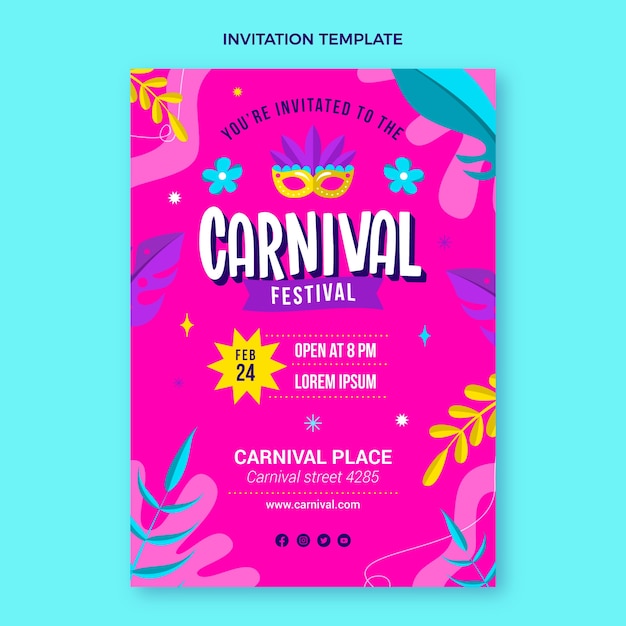 Modèle D'invitation De Carnaval Plat