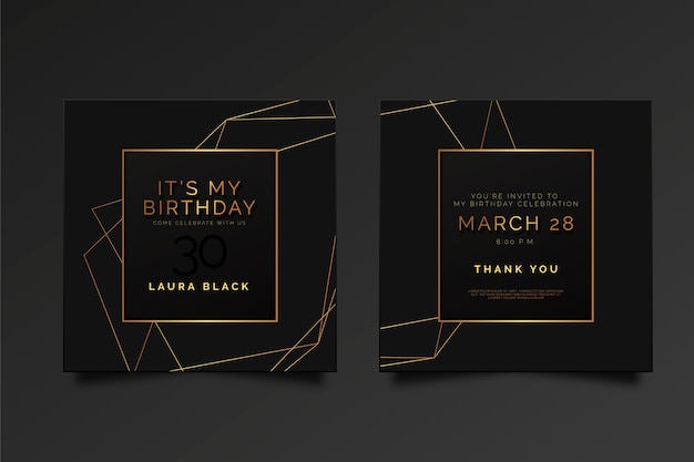 Vecteur gratuit modèle d'invitation de carte d'anniversaire élégant