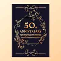 Vecteur gratuit modèle d'invitation dégradé 50e anniversaire