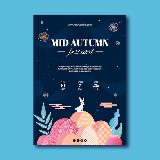 Vecteur gratuit modèle d'invitation dégradé pour la célébration du festival de la mi-automne