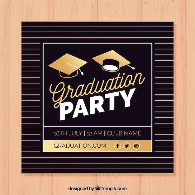 Modèle D'invitation élégante Fête De Graduation Avec Design Plat