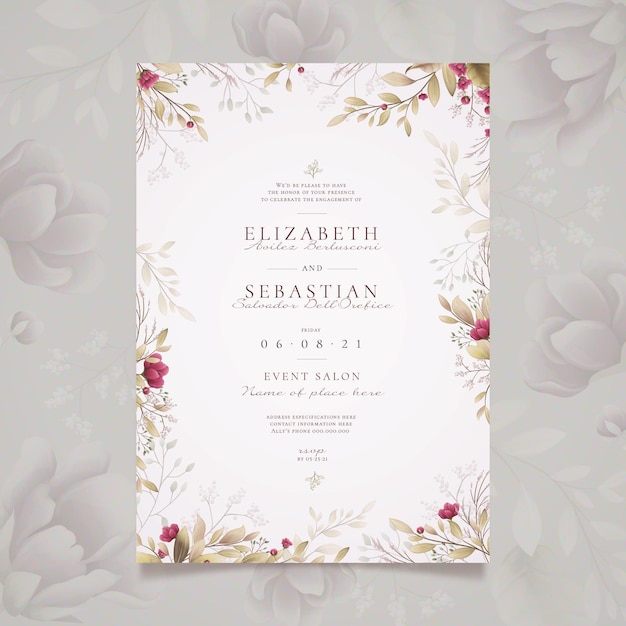 Vecteur gratuit modèle d'invitation d'engagement floral