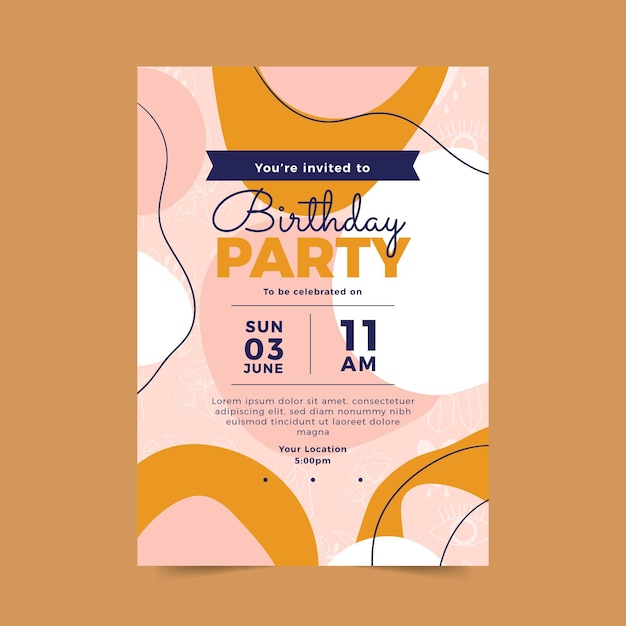 Vecteur gratuit modèle d'invitation de fête d'anniversaire