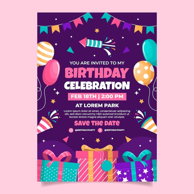 Modèle d'invitation à une fête d'anniversaire