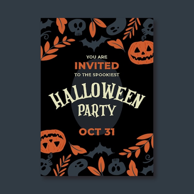 Modèle D'invitation De Fête D'halloween Plat