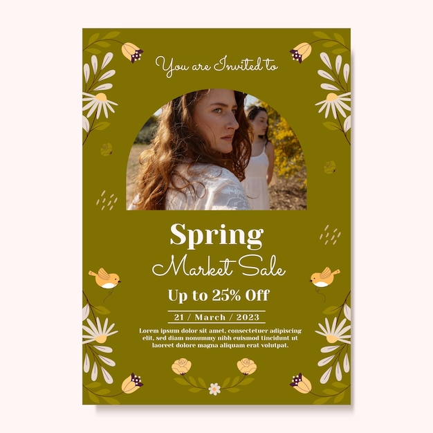 Modèle D'invitation Florale Pour La Célébration Du Printemps