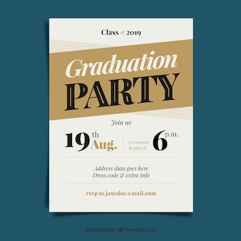 Modèle d'invitation de graduation classique avec design plat