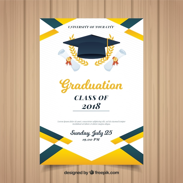 Modèle D'invitation De Graduation Colorée Avec Design Plat