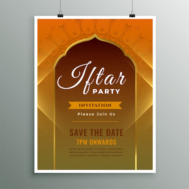 Vecteur gratuit modèle d'invitation iftar dans un style islamique