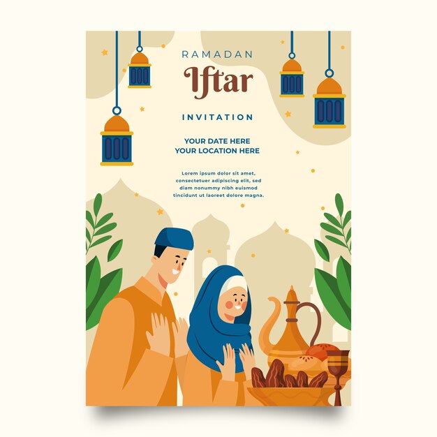 Modèle d'invitation iftar plat