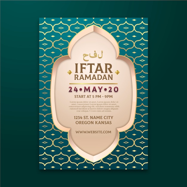 Modèle d'invitation iftar réaliste