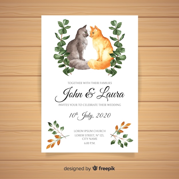 Modèle D'invitation De Mariage Animal Aquarelle