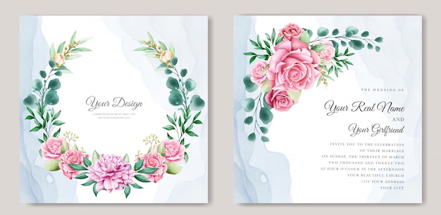 Vecteur gratuit modèle d'invitation de mariage aquarelle élégant