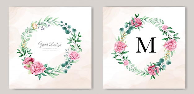 Vecteur gratuit modèle d'invitation de mariage aquarelle floral