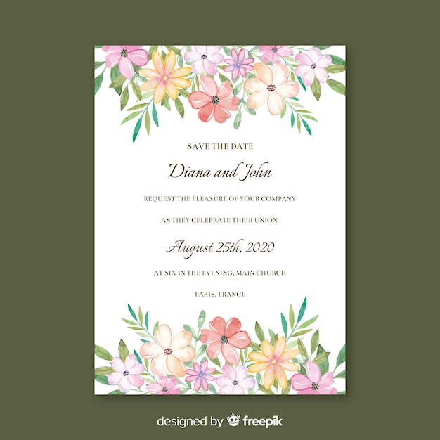 Modèle D'invitation De Mariage Assez Floral