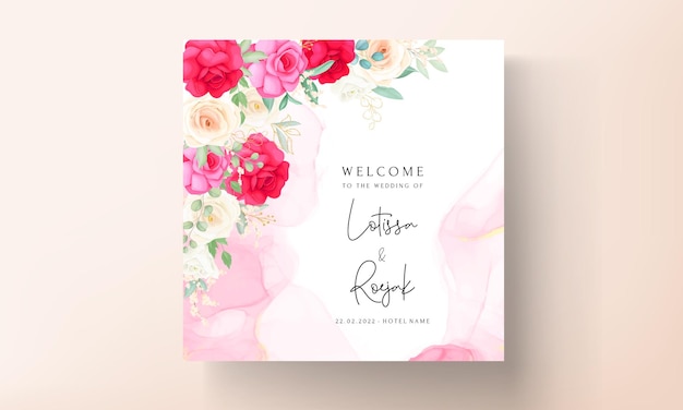 Modèle D'invitation De Mariage Avec De Belles Roses Romantiques