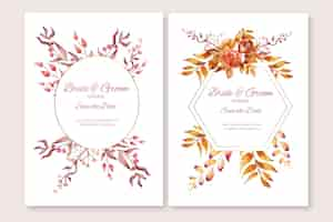 Vecteur gratuit modèle d'invitation de mariage boho aquarelle peint à la main