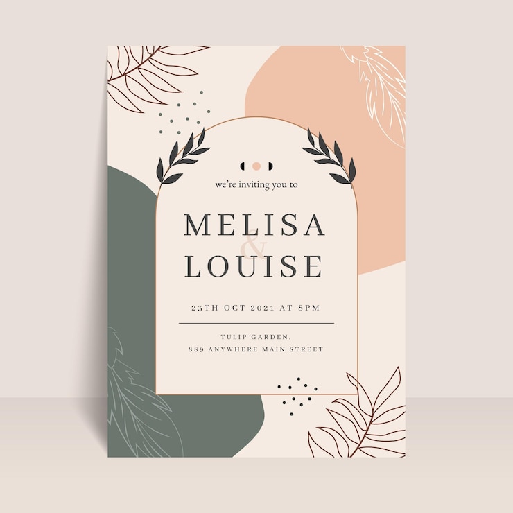 Vecteur gratuit modèle d'invitation de mariage boho plat