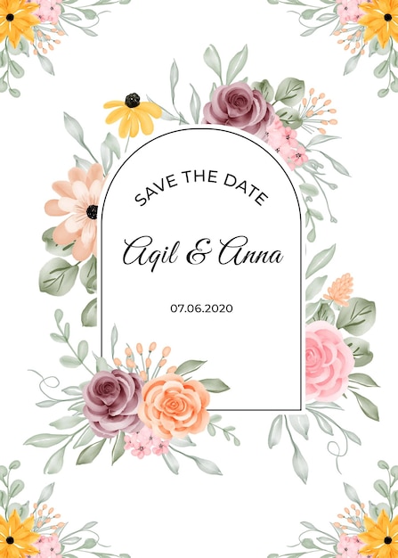 Modèle D'invitation De Mariage Avec Cadre Fleuri