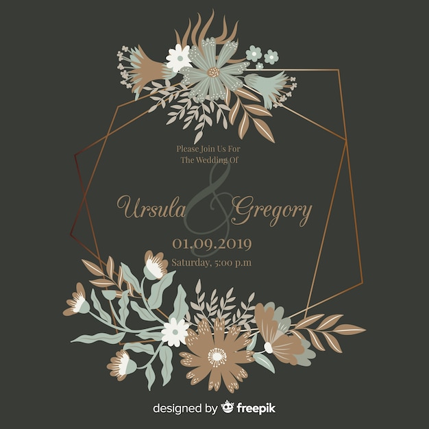 Modèle D'invitation De Mariage Cadre Floral