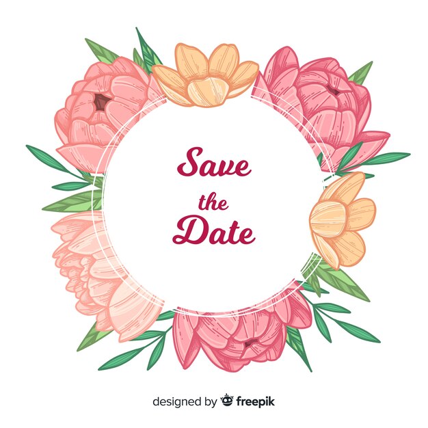 Modèle d'invitation de mariage avec concept de fleurs de pivoine