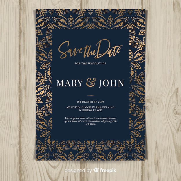 Modèle D'invitation De Mariage Design Art Déco