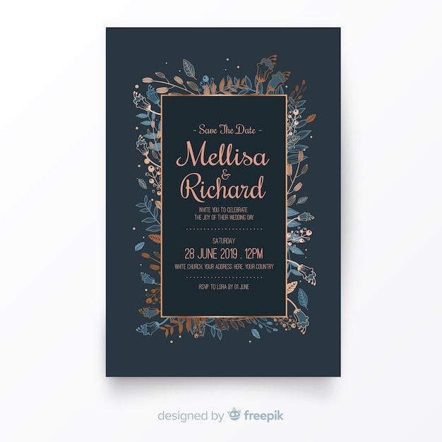 Modèle D'invitation De Mariage Dessiné à La Main