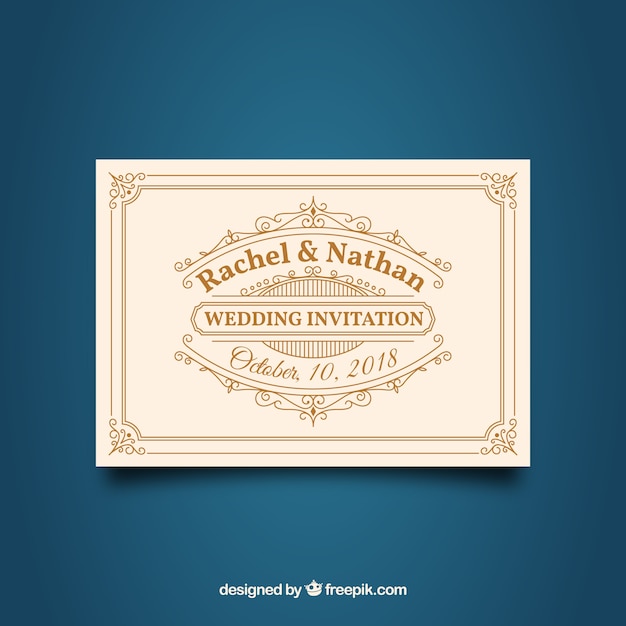 Modèle D'invitation De Mariage élégant Avec Style Vintage