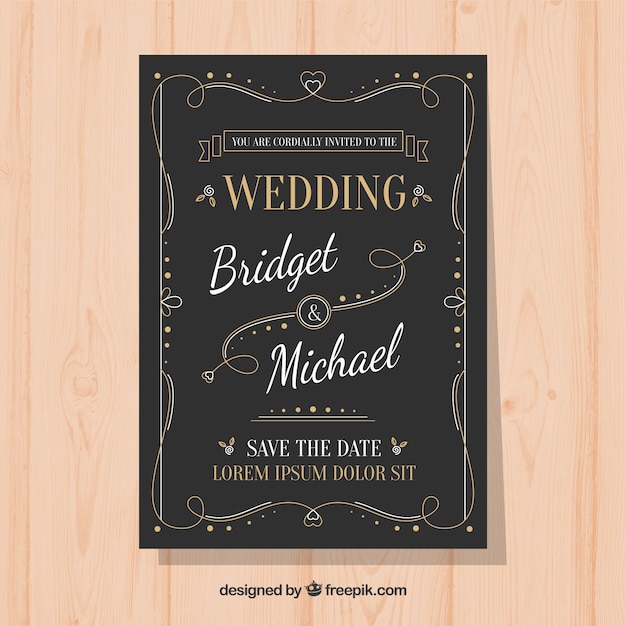 Modèle d&#39;invitation de mariage élégant avec style vintage